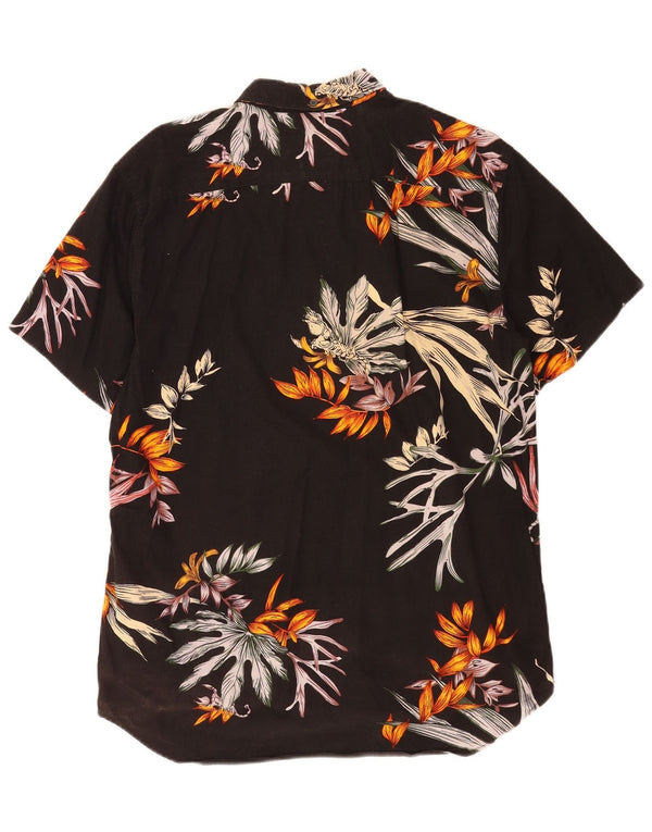 Camicia Quiksilver da uomo moderna a maniche corte, grande, in cotone floreale nero