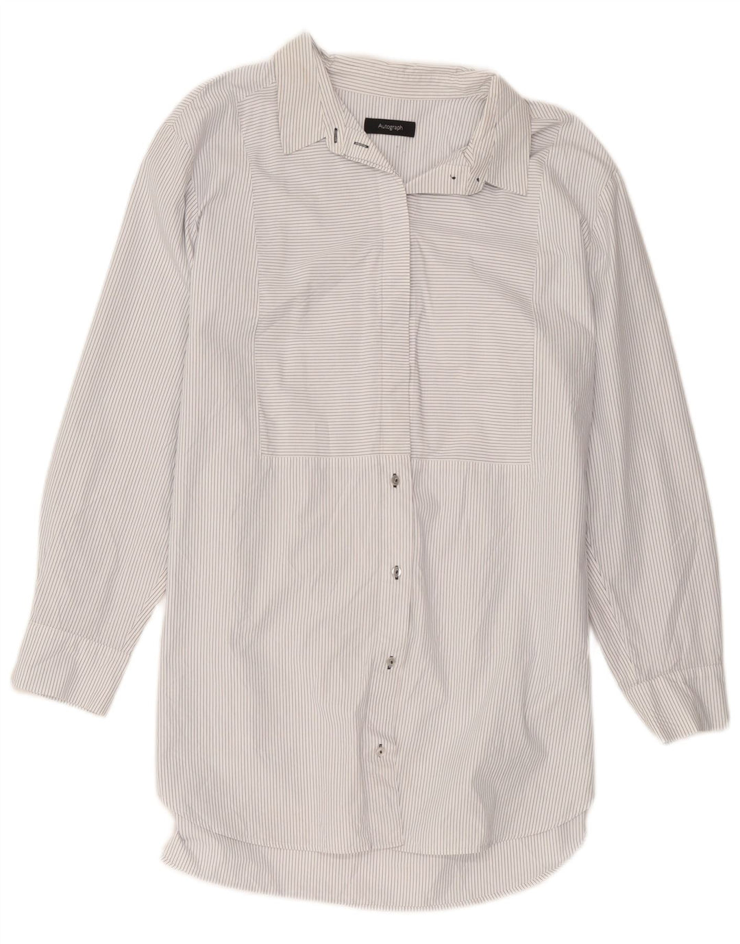 Abito camicia autografo da donna Marks & Spencer UK 14 medio bianco a righe