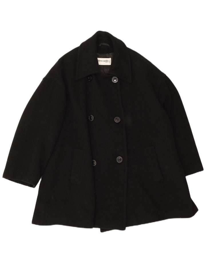 Cappotto doppiopetto da donna Pierre Cardin UK 20 2XL Lana nera