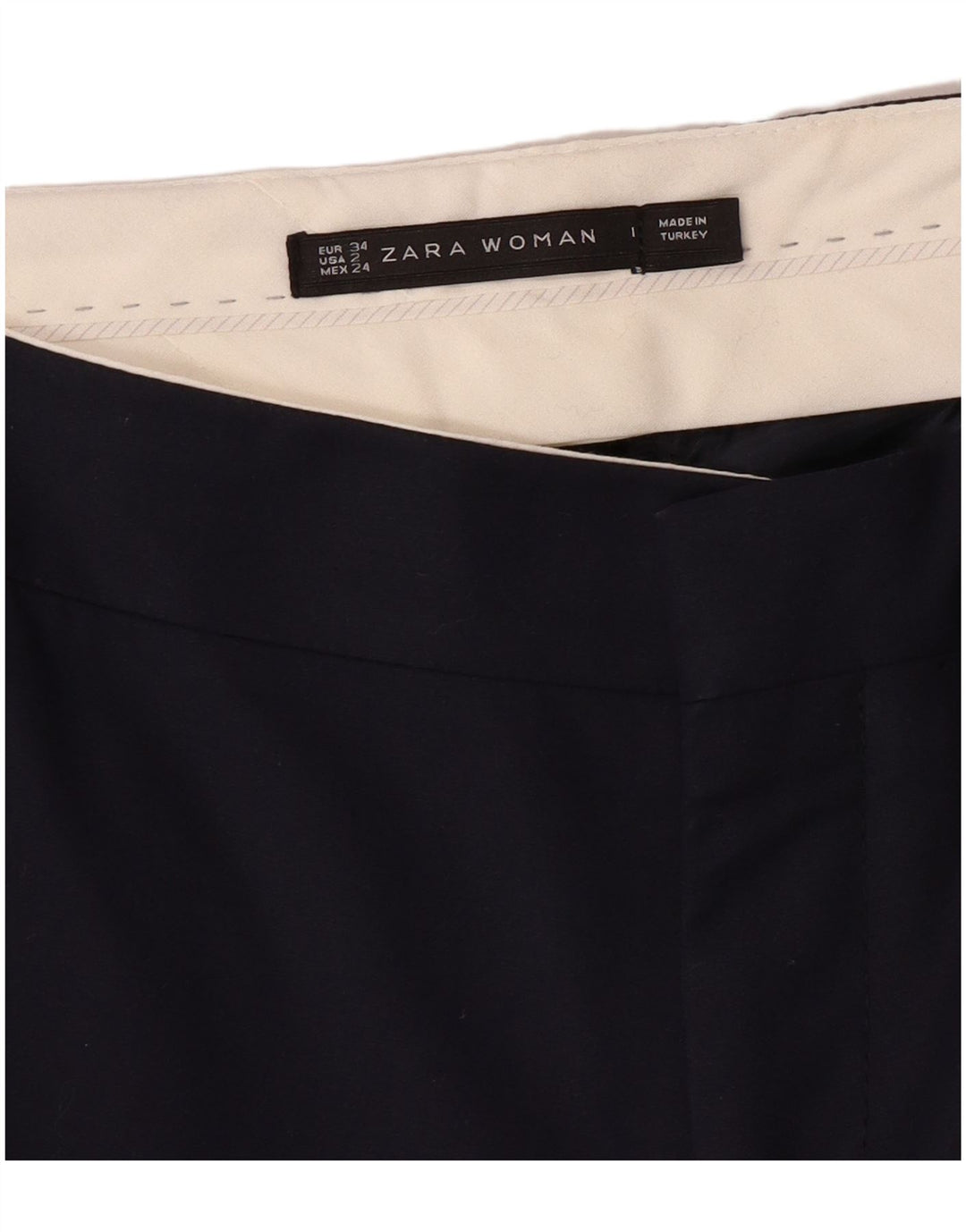 Pantaloni chino dritti da donna ZARA EU 34 2XS W24 L28 Blu navy