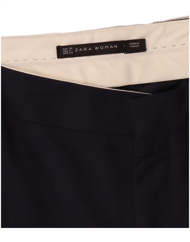 Pantaloni chino dritti da donna ZARA EU 34 2XS W24 L28 Blu navy