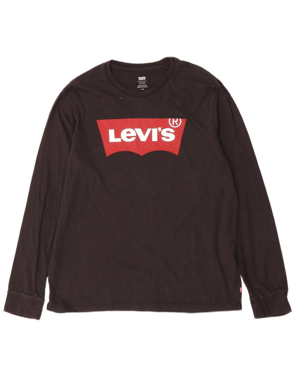 Levi's Mens Standard Fit Graphic Top manica lunga grande cotone nero