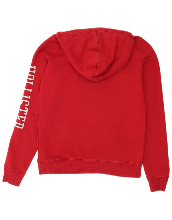 Felpa con cappuccio Hollister Graphic Relaxed Fit da donna UK 4 XS Rosso Cotone