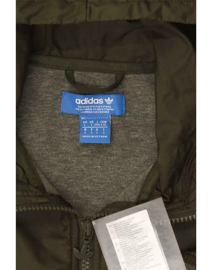 Maglione con cappuccio e zip da uomo Adidas grande in poliestere verde
