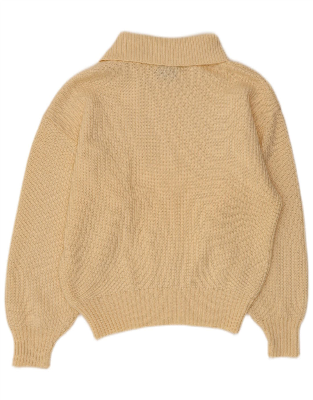 Maglione vintage da donna con collo a scialle IT 42 Acrilico giallo medio