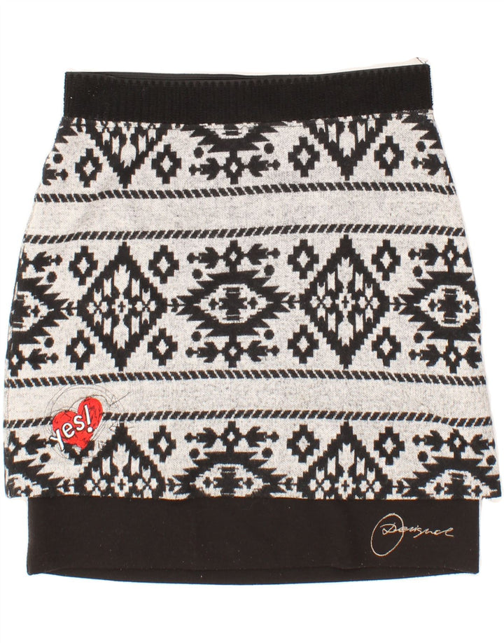 DESIGUAL Womens A-Line Skirt Medium W32  Grey Fair Isle Polyester Vintage Desigual and Second-Hand Desigual from Messina Hembry 