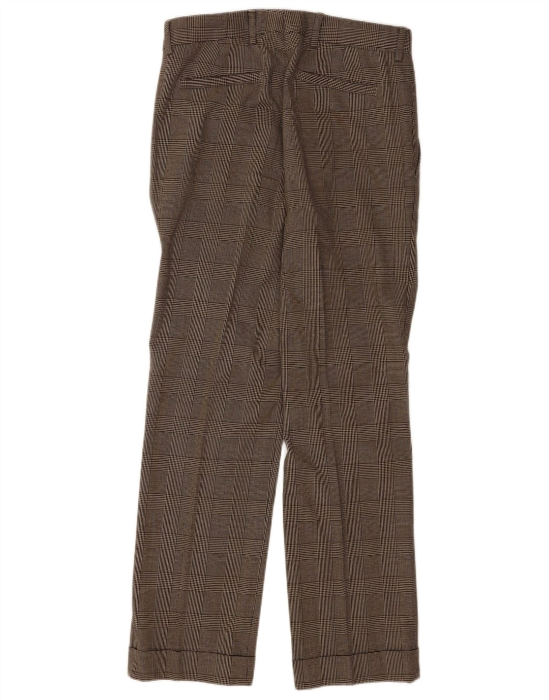 Pantaloni da abito dritti da uomo Zara EU 40 medi W31 L31 lana a quadri marrone