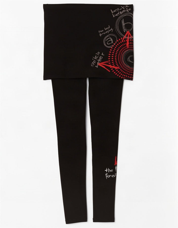 Desigual Leggings grafici da donna UK 10 Small Black Geometric