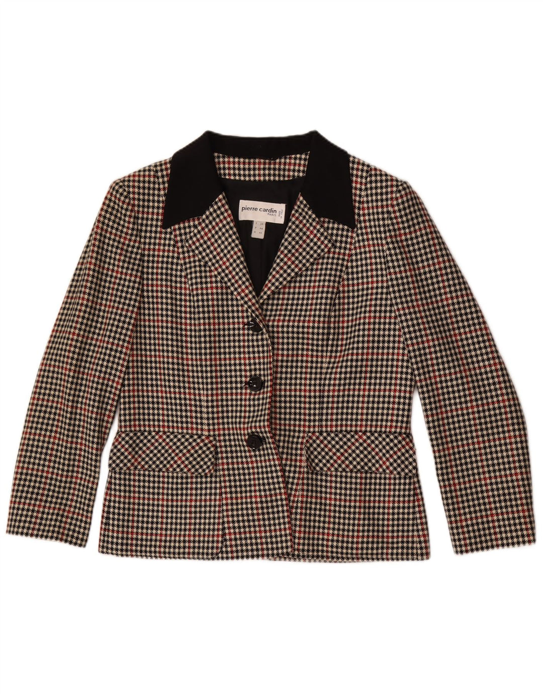 Giacca blazer a 3 bottoni da donna Pierre Cardin IT 48 XL lana a quadri marrone