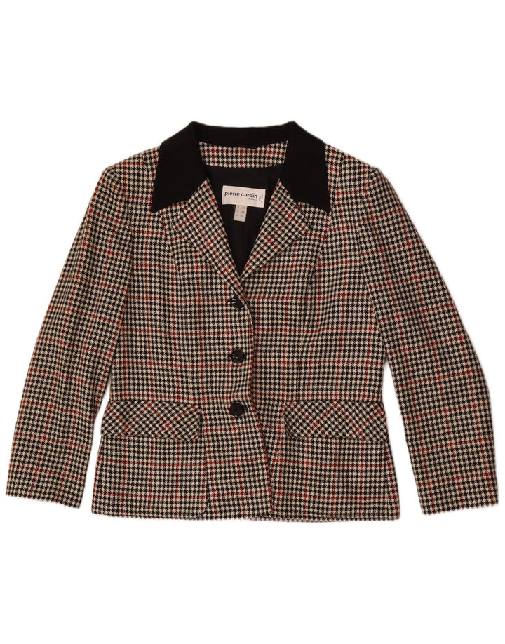 Giacca blazer a 3 bottoni da donna Pierre Cardin IT 48 XL lana a quadri marrone