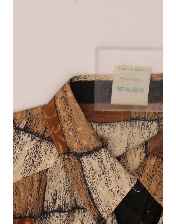 FRANKENWALDER Camicia da donna Camicetta EU 42 Large Marrone Patchwork Poliestere