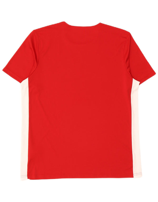 T-shirt Adidas Climalite da uomo XL rossa in poliestere color block