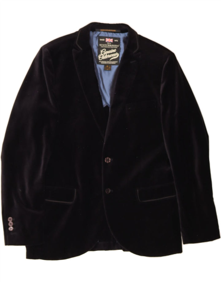 SCOTCH & SODA Giacca blazer da uomo in velluto a 2 bottoni IT 52 XL cotone nero