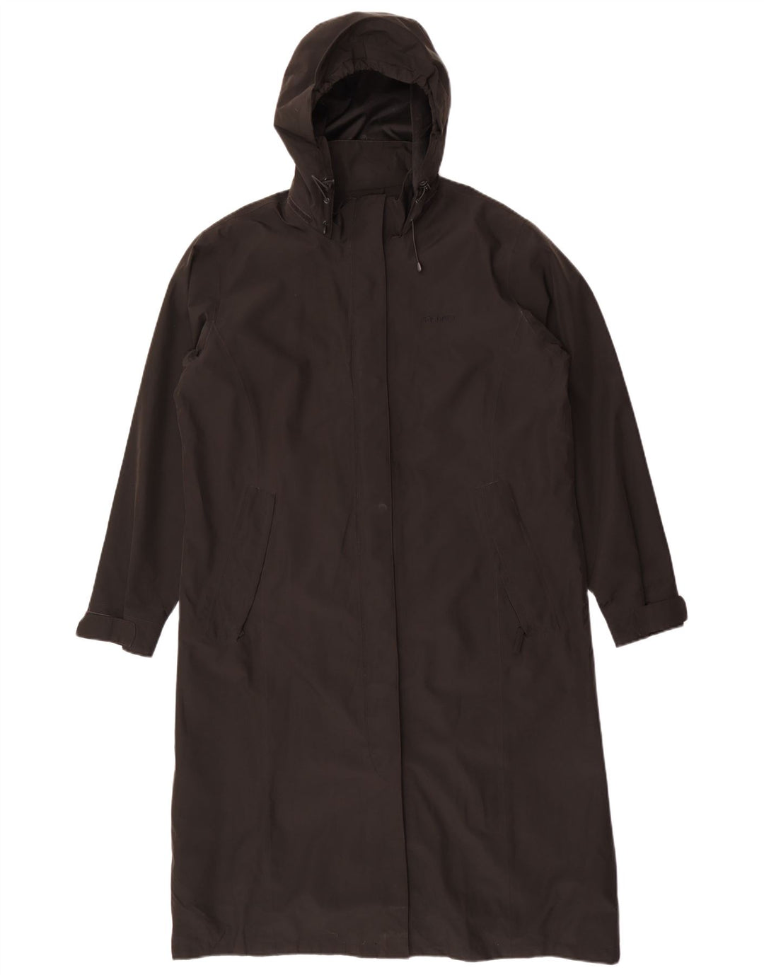 Impermeabile lungo con cappuccio da donna Rohan UK 16 grande poliestere nero