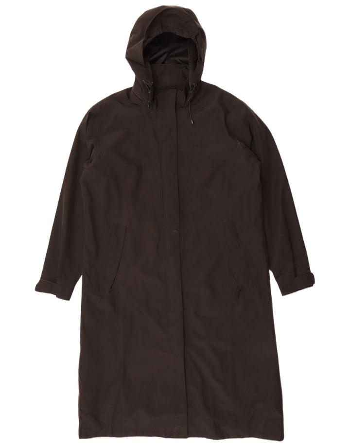 Impermeabile lungo con cappuccio da donna Rohan UK 16 grande poliestere nero