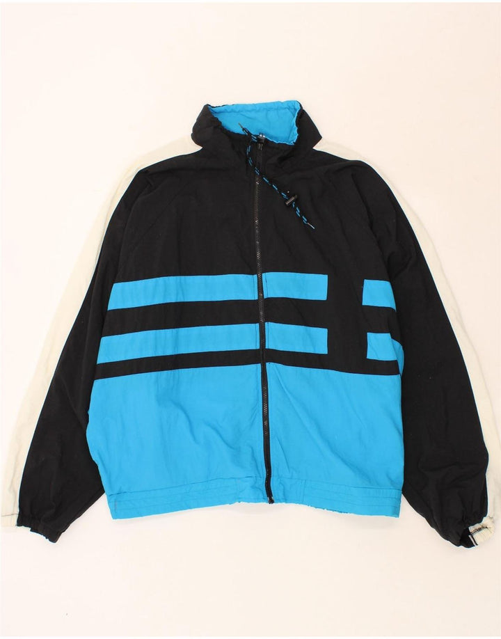 VINTAGE Mens Tracksuit Top Jacket XL Blue Colourblock Nylon Vintage Vintage and Second-Hand Vintage from Messina Hembry 