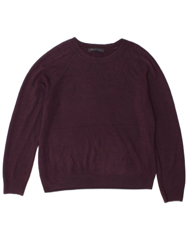 Maglione maglione con scollo a barca da donna Marks & Spencer UK 14 Acrilico viola medio