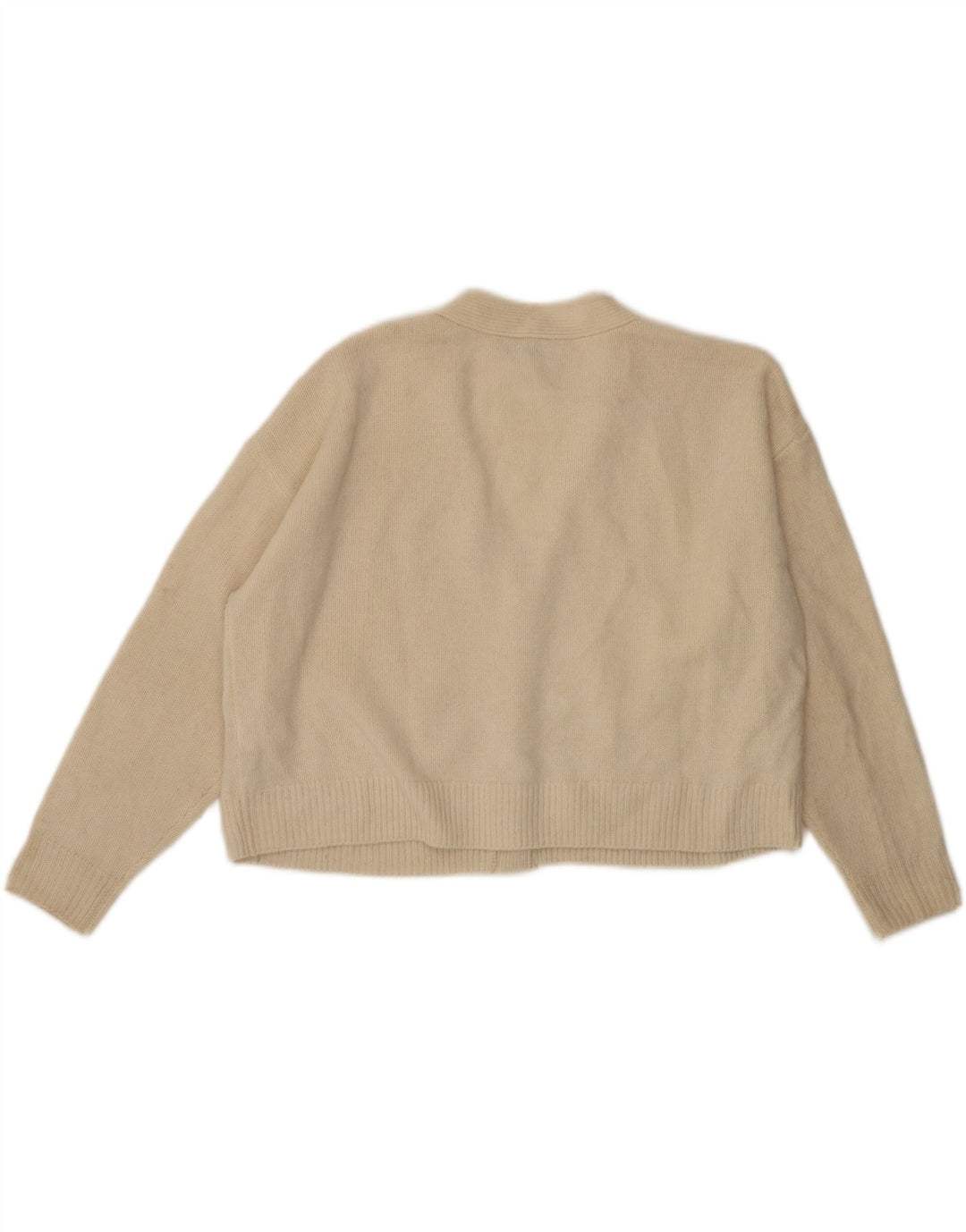 Maglione cardigan oversize corto da donna Zara UK 10 piccolo lana bianco sporco