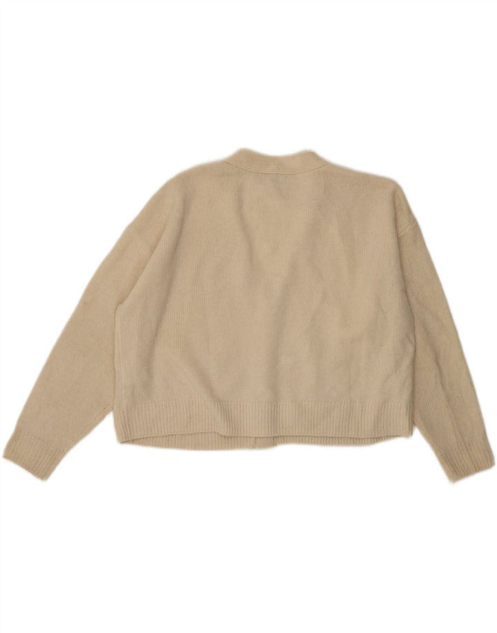 Maglione cardigan oversize corto da donna Zara UK 10 piccolo lana bianco sporco