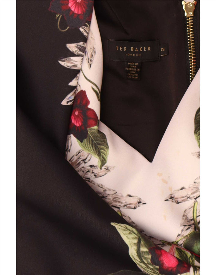 Abito aderente senza maniche da donna Ted Baker taglia 2 piccolo floreale nero