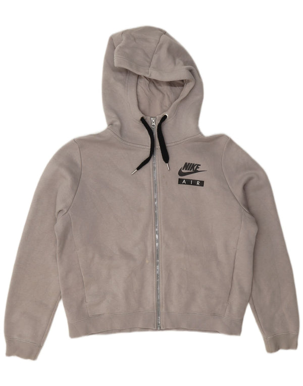 Felpa con cappuccio e zip grafica Nike da donna UK 14 Grigio medio
