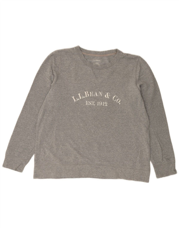 L.L.BEAN Felpa con grafica da donna Maglione UK 16 Large Grigio Cotone