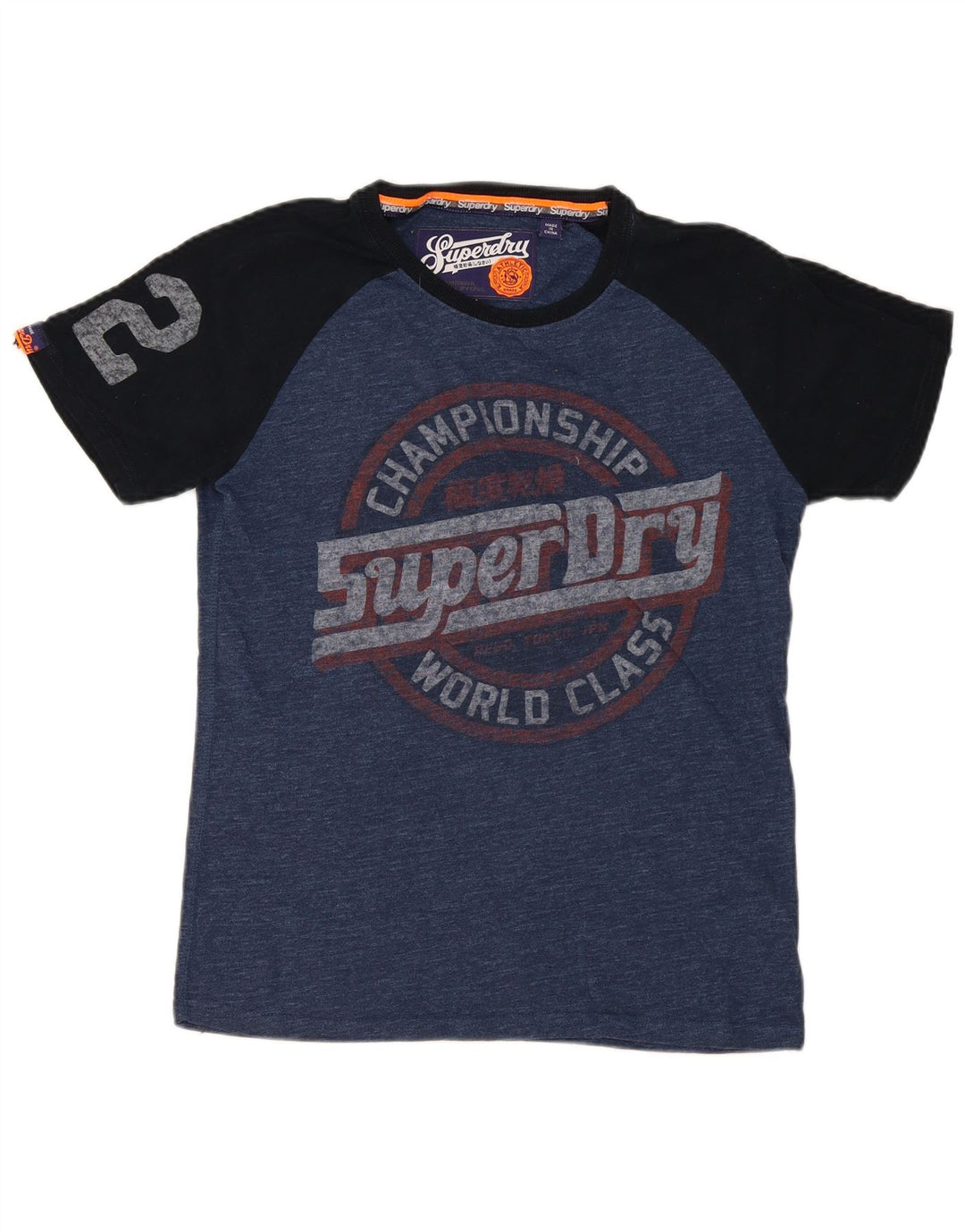 T-shirt grafica da uomo Superdry Top in cotone color block blu medio