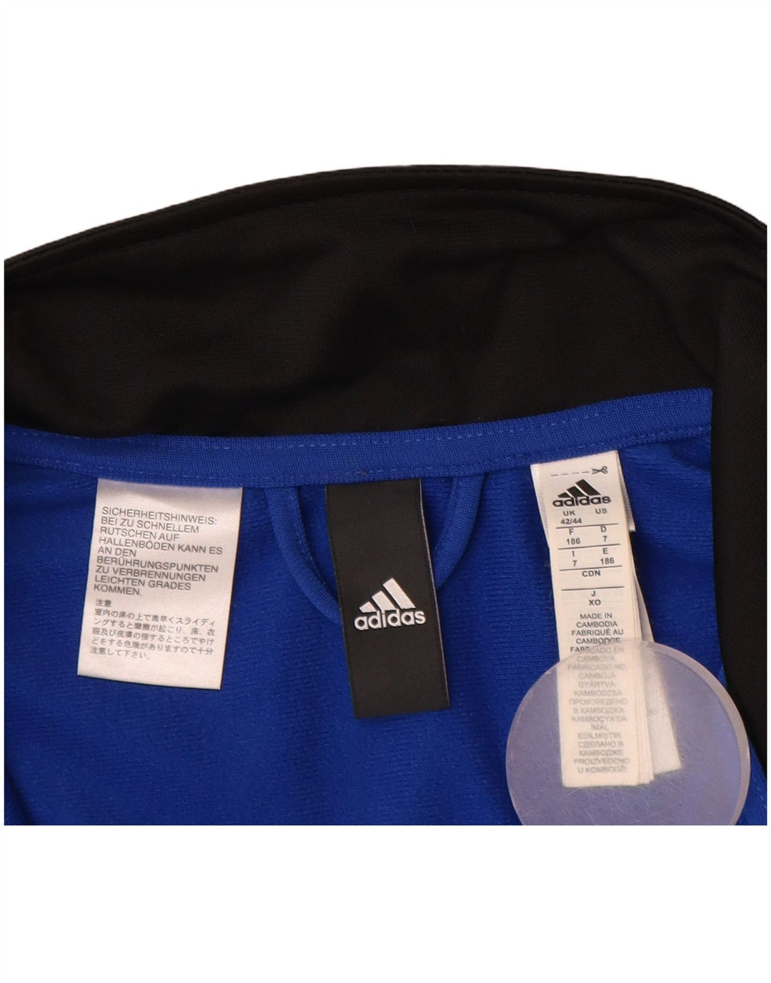 Giacca da tuta da uomo Adidas UK 42/44 Large Nero Colourblock Poliestere