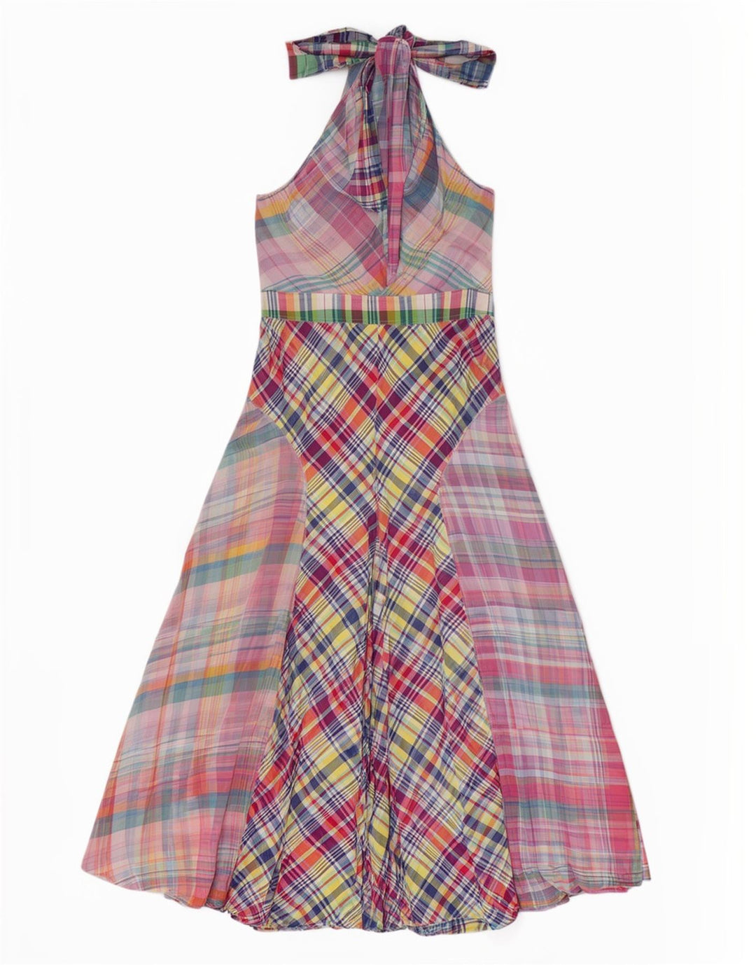 Abito Halter da donna Polo Ralph Lauren US 10 grande patchwork multicolore