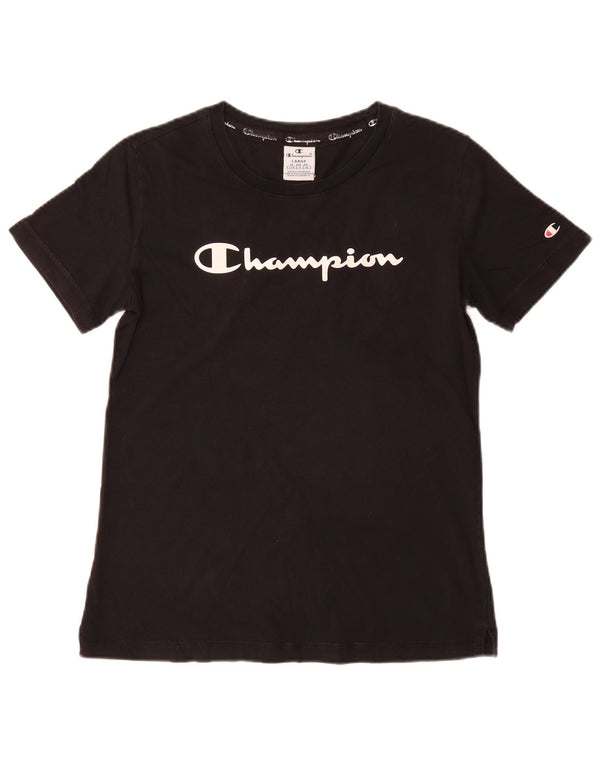 T-shirt grafica da donna Champion Top UK 14 grande nera
