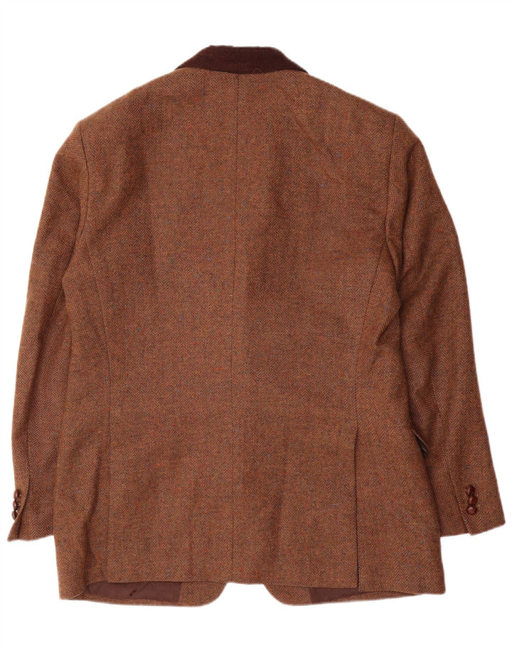 Giacca blazer da uomo a 3 bottoni John Molloy EU 52 XL lana a spina di pesce marrone