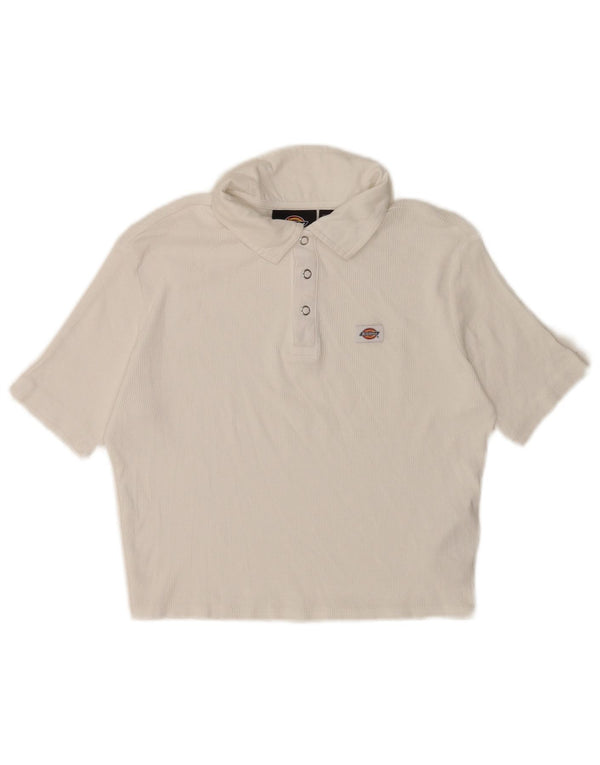 DICKIES Polo corta da donna UK 12 cotone bianco medio