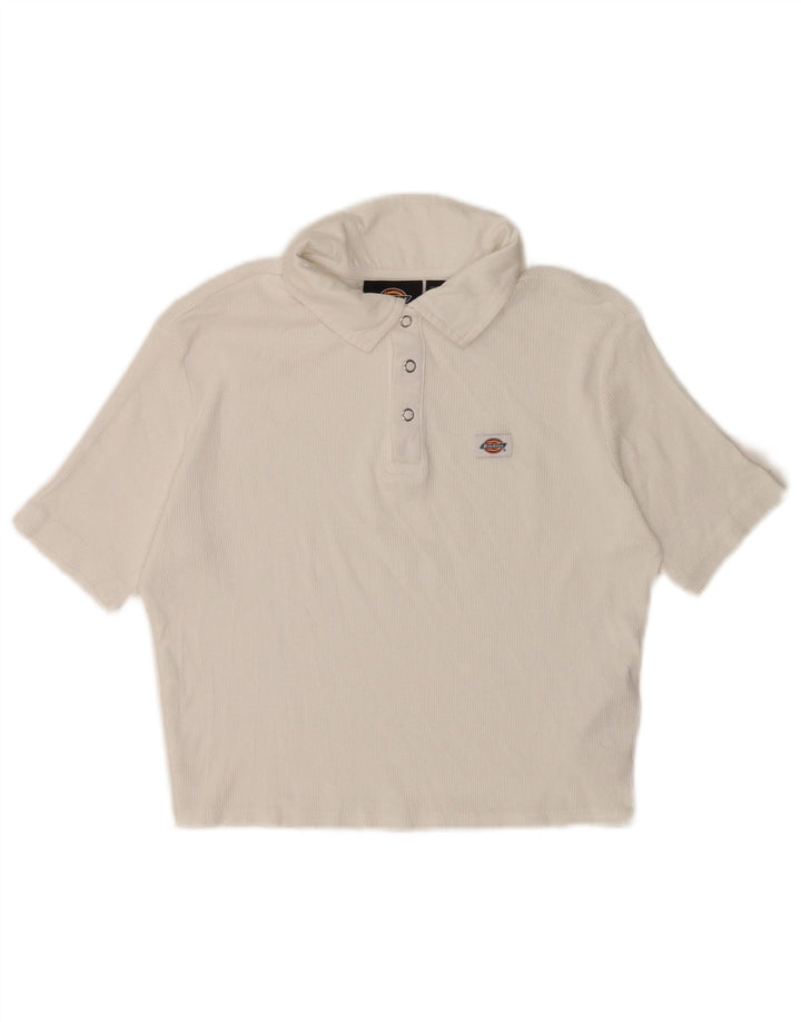 DICKIES Polo corta da donna UK 12 cotone bianco medio