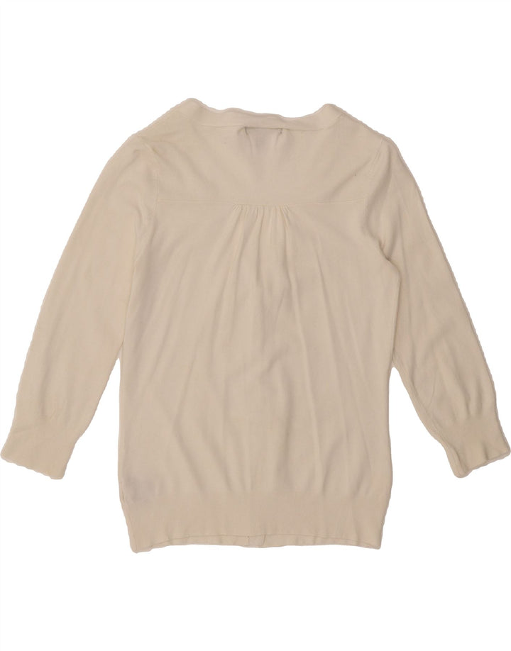 MOSSIMO Womens 3/4 Sleeve Cardigan Sweater UK 12  Medium Off White Rayon Vintage Mossimo and Second-Hand Mossimo from Messina Hembry 
