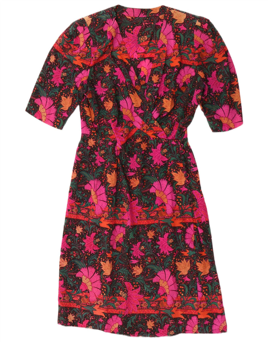Abito vintage da donna a trapezio UK 14 medio floreale multicolore