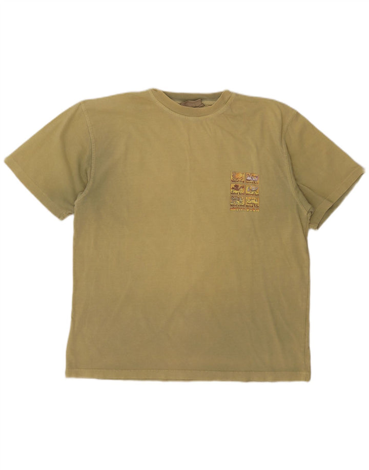 T-shirt grafica da uomo Weird Fish Top grande in cotone kaki