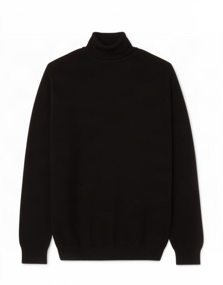 Maglione Zara da uomo con collo alto e viscosa nera media