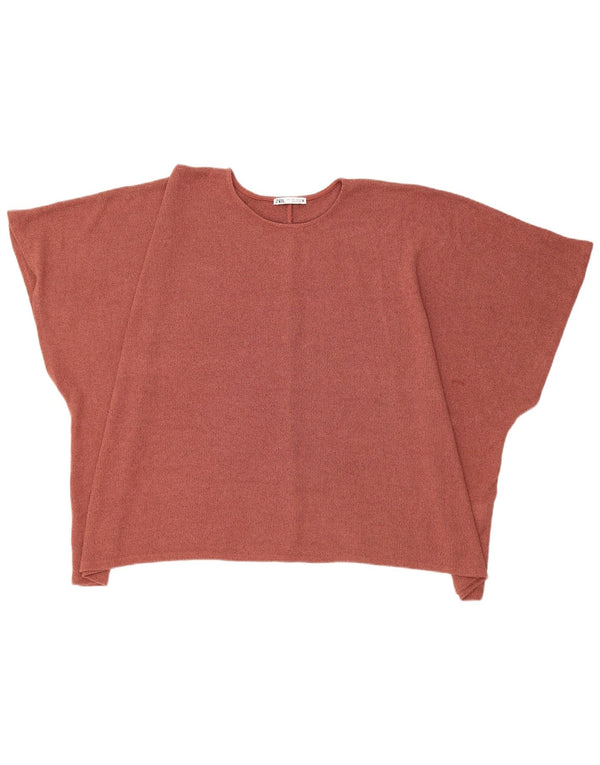 Zara Maglione da donna a maniche corte girocollo a pipistrello maglione UK 16 grande marrone