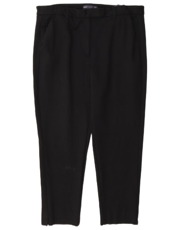 Pantaloni da abito corto Marks & Spencer da donna UK 16 Large W34 L24 Nero