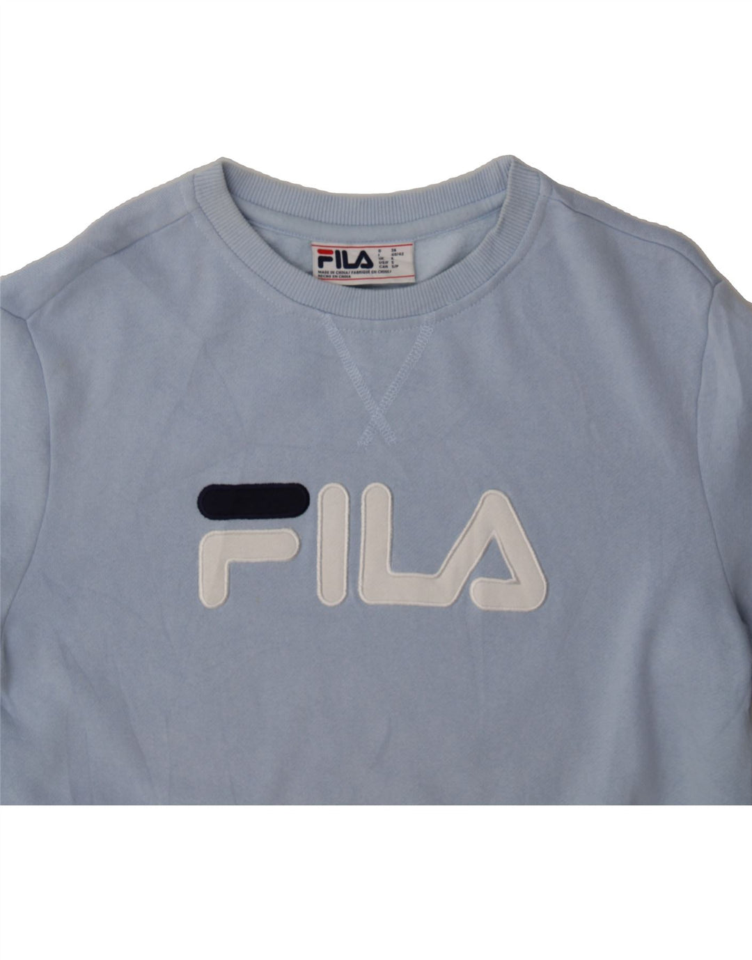 FILA Womens Oversized Sweatshirt Jumper UK 10 Small Blue Colourblock Vintage Fila and Second-Hand Fila from Messina Hembry 