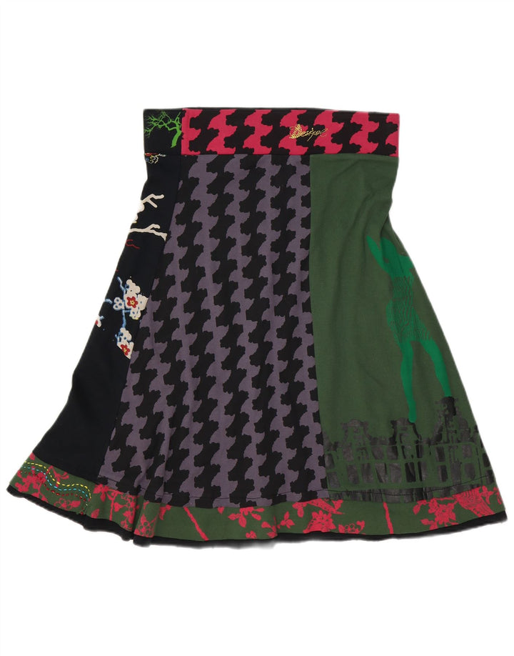 Desigual Gonna a trapezio grafica da donna media W32 cotone patchwork nero