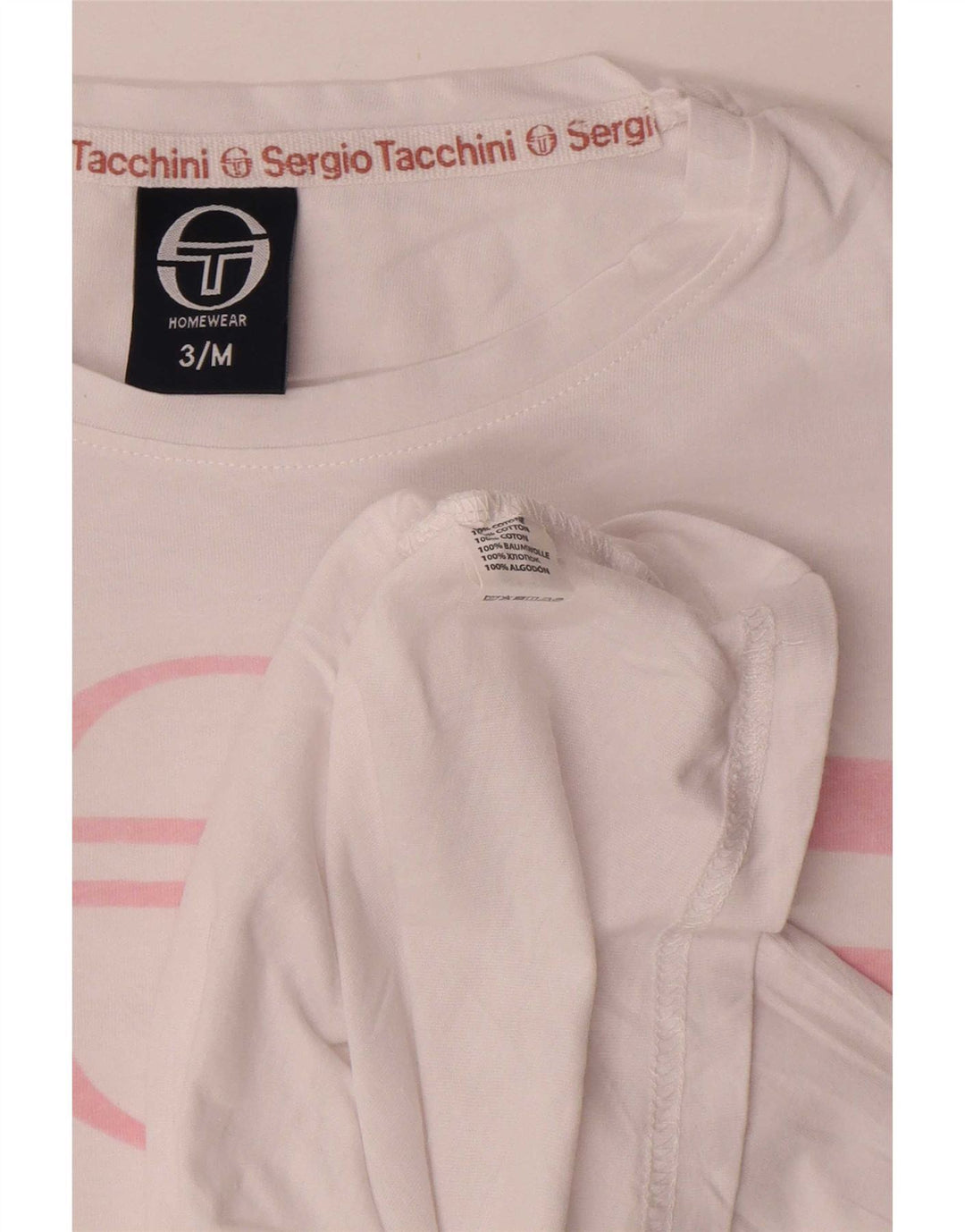 Sergio Tacchini Top grafico da donna a maniche lunghe UK 14 a righe bianche medie