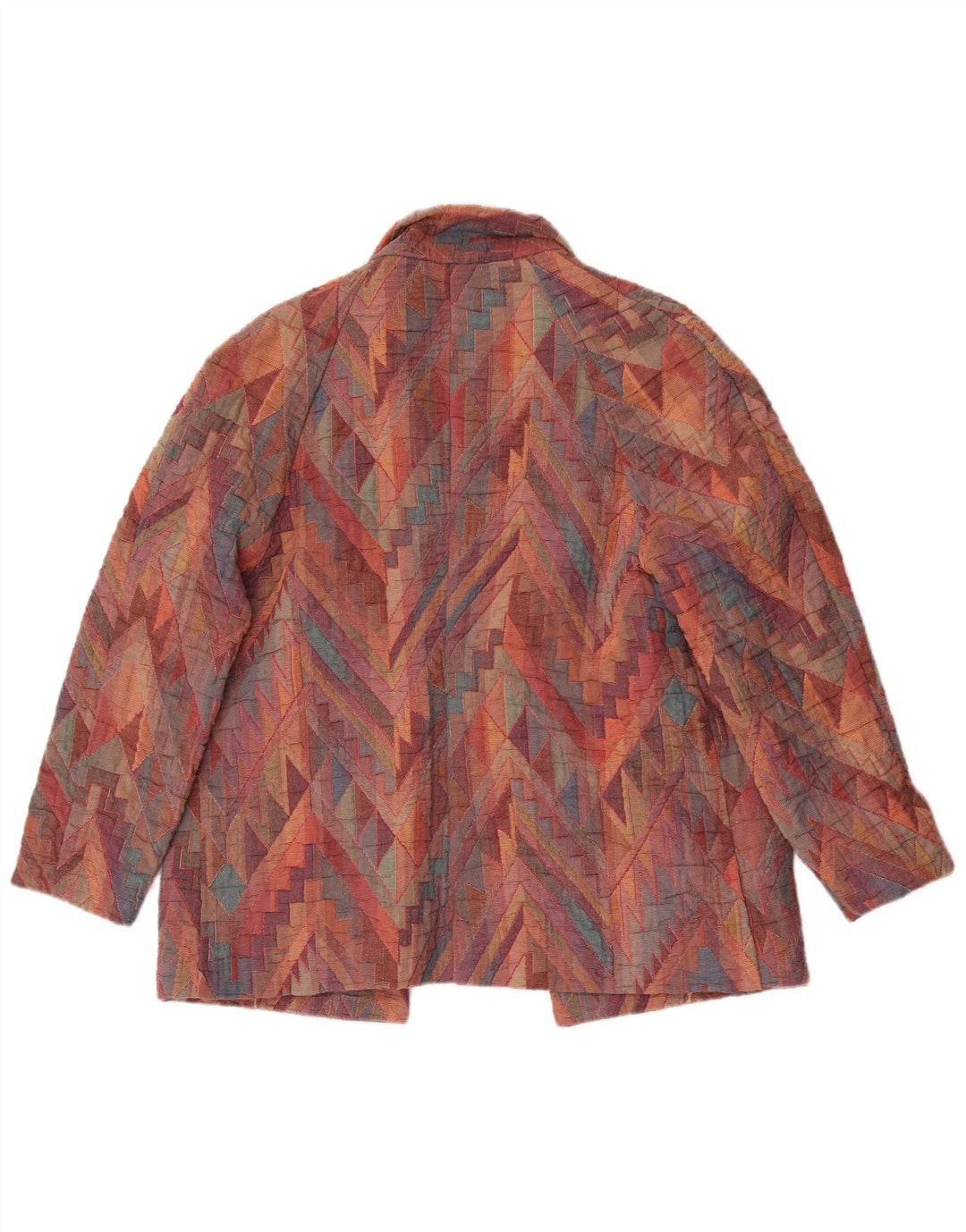 Giacca blazer aperta da donna vintage UK 12 media multicolore geometrica