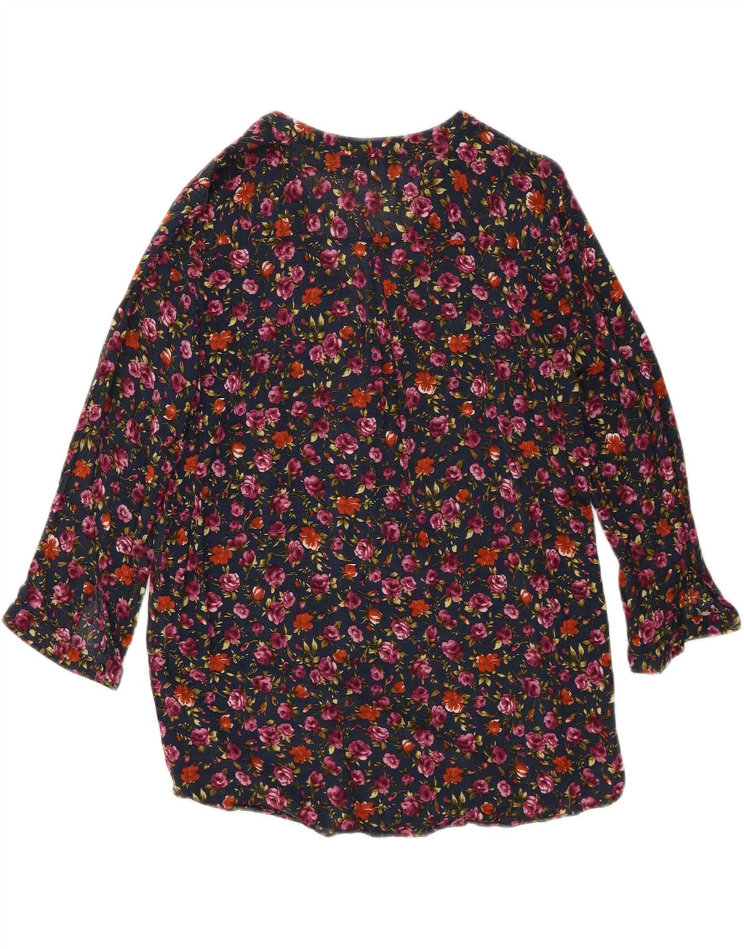 ZARA Womens Pullover 3/4 Sleeve Shirt Blouse UK 14 Medium Navy Blue Floral Vintage Zara and Second-Hand Zara from Messina Hembry 