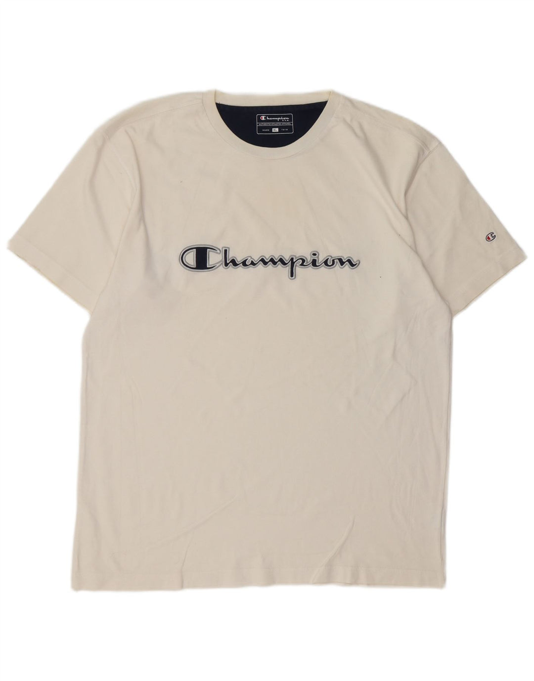 T-shirt grafica da uomo CHAMPION Top XL in cotone bianco