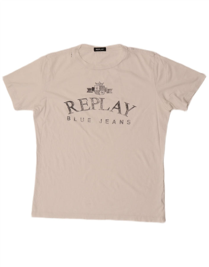 Replay T-shirt grafica da uomo grande bianca