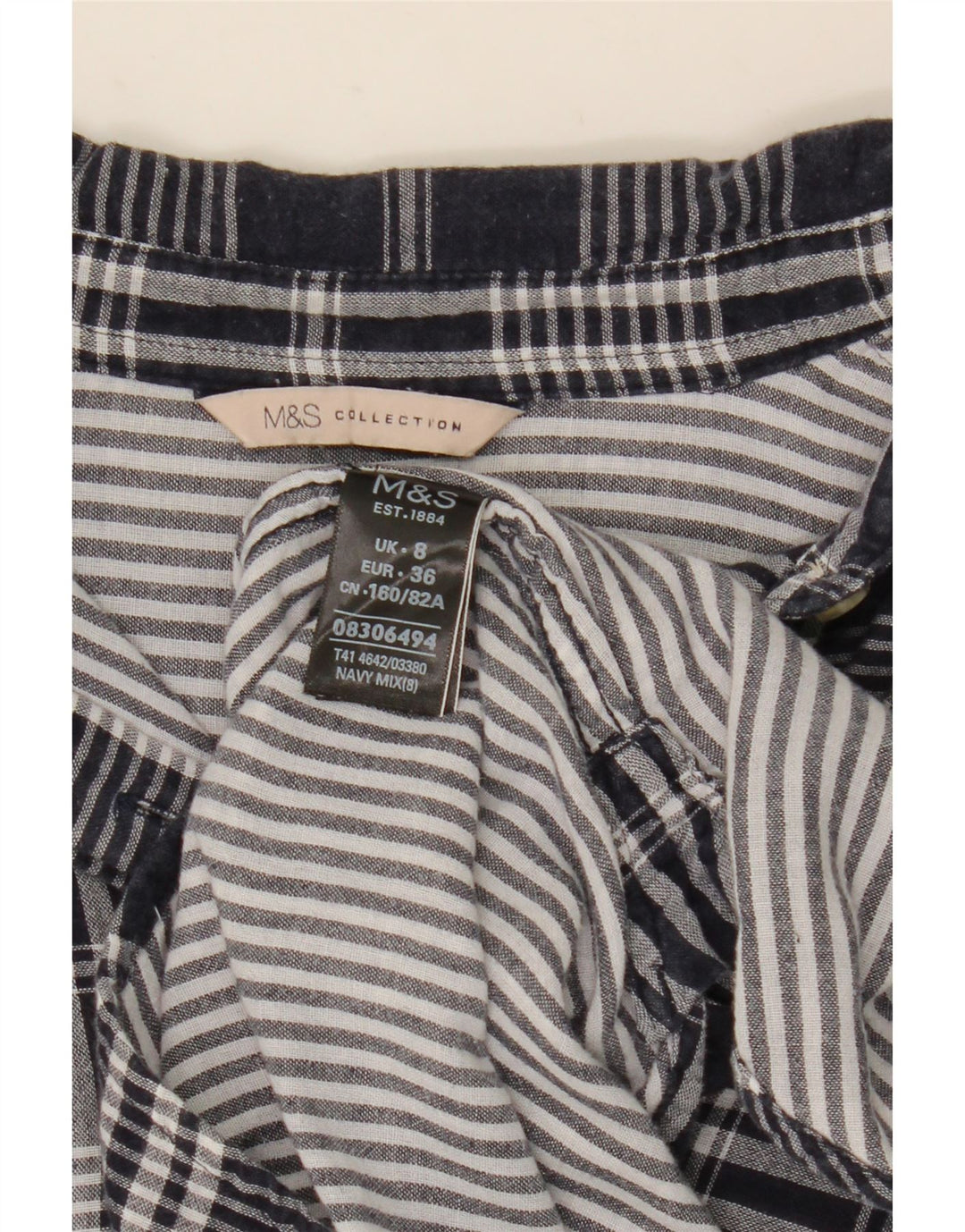 Camicia oversize da donna Marks & Spencer UK 8 piccola in cotone a quadri blu navy