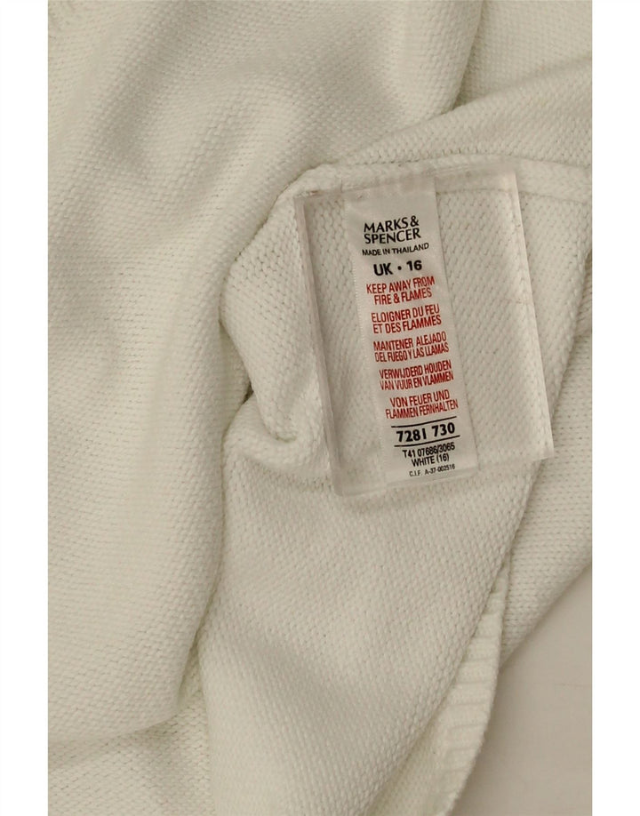 Maglione maglione girocollo da donna Marks & Spencer UK 16 grande cotone bianco