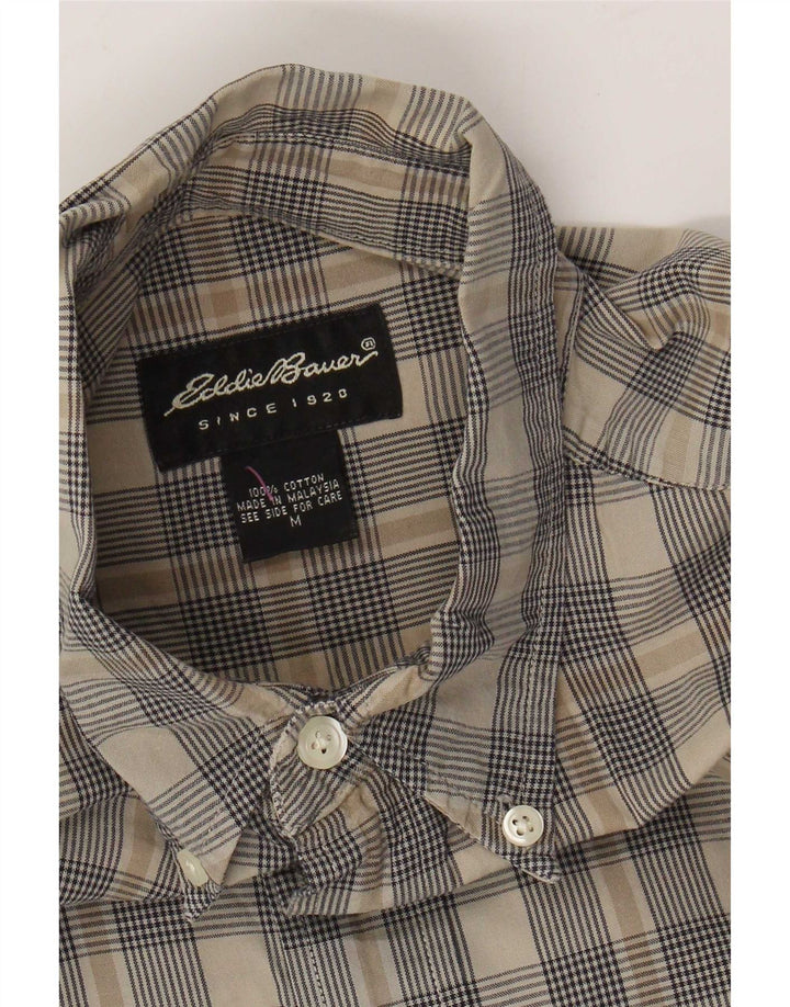 Eddie Bauer Camicia a maniche corte da uomo in cotone a quadri beige medio