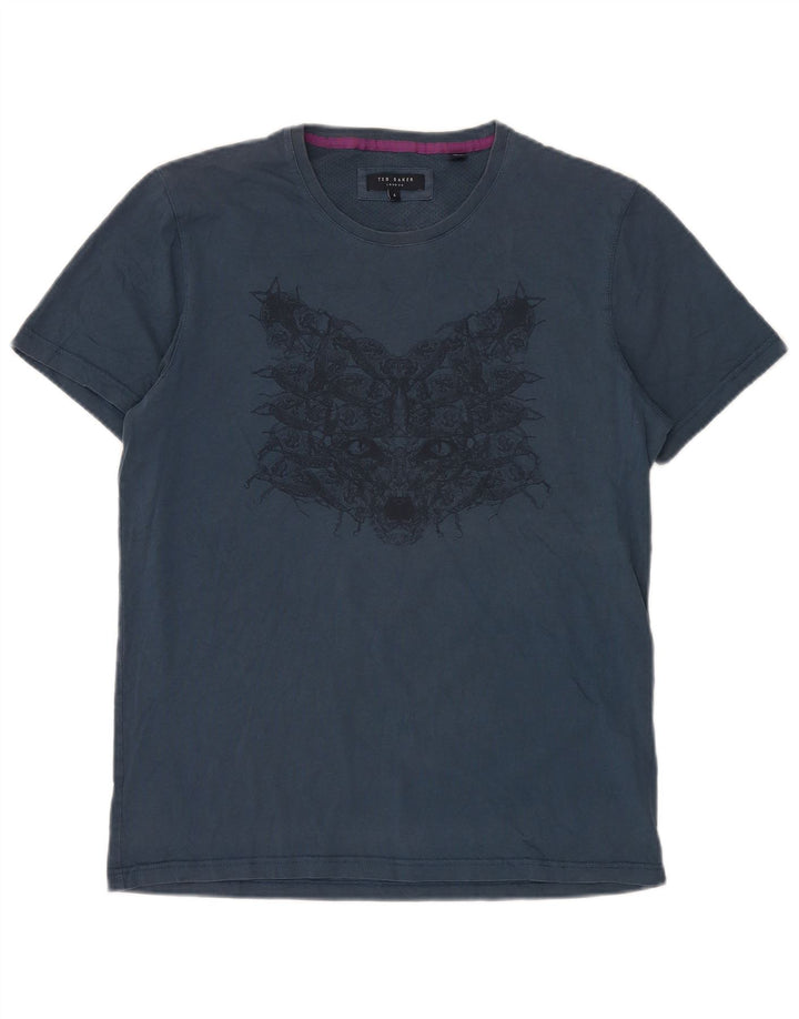 T-shirt grafica da uomo Ted Baker taglia 4 grande blu navy